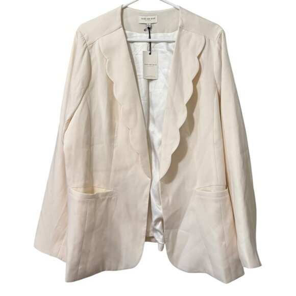 Skies Are Blue Jackets & Blazers - Skies Are Blue Blazer Off White Scalloped Size 2X Open‎ Front Career Jacket  NWT